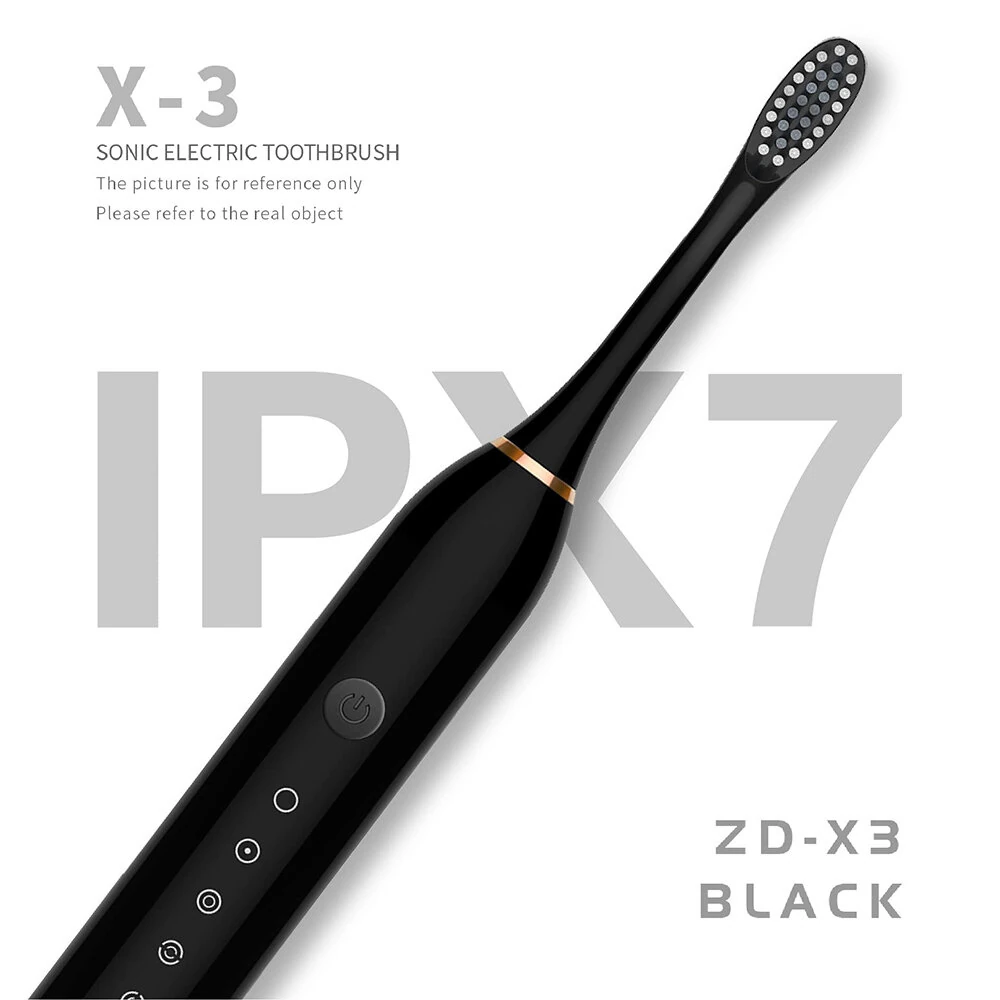 (image for) Ultrasonic Electric Toothbrush USB Charging Toothbrush for Adults Children Soft Bristles Portable Waterproof Brush Kit with 4 Brush Heads